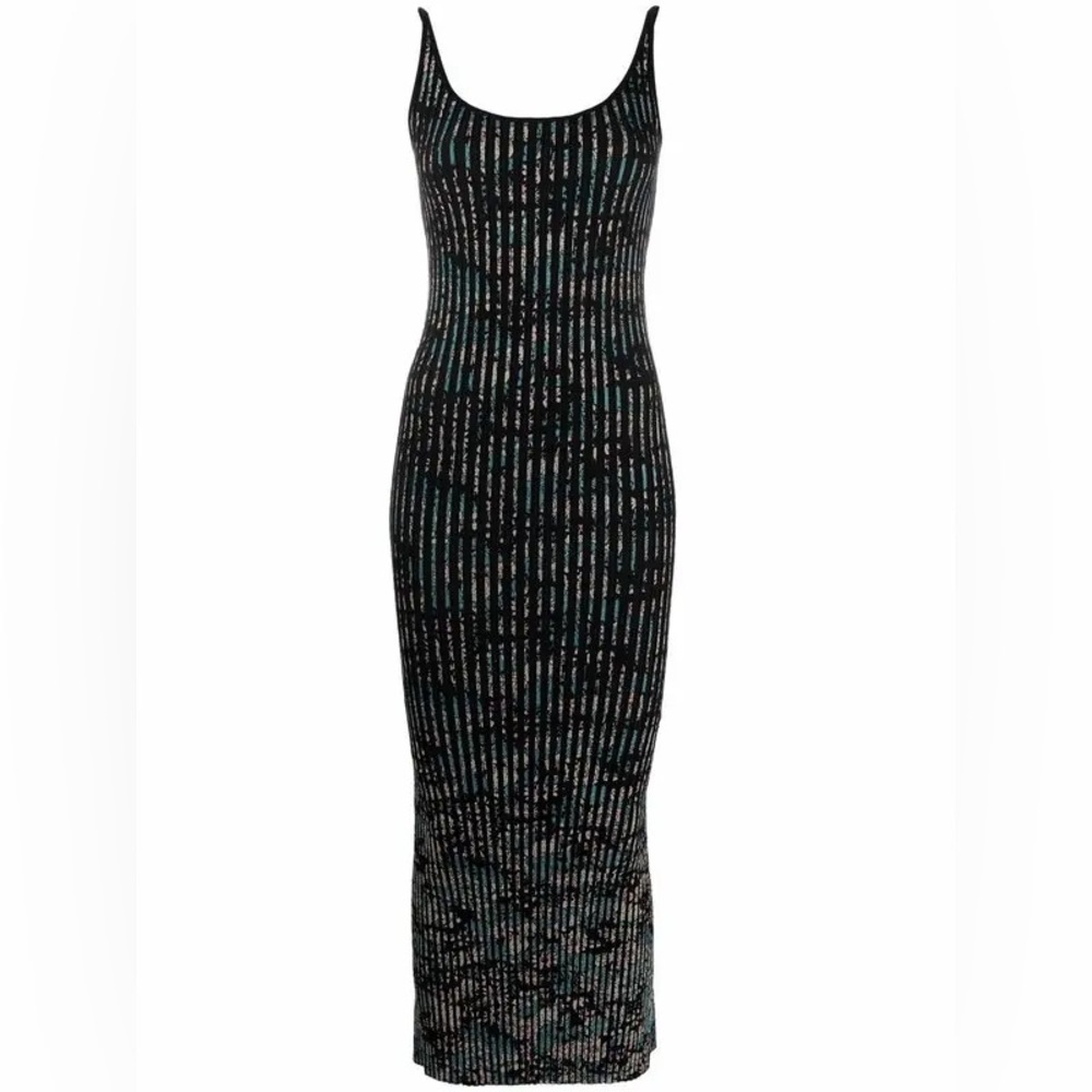 Paco Rabanne Ribbed-Knit Wool Midi Dress